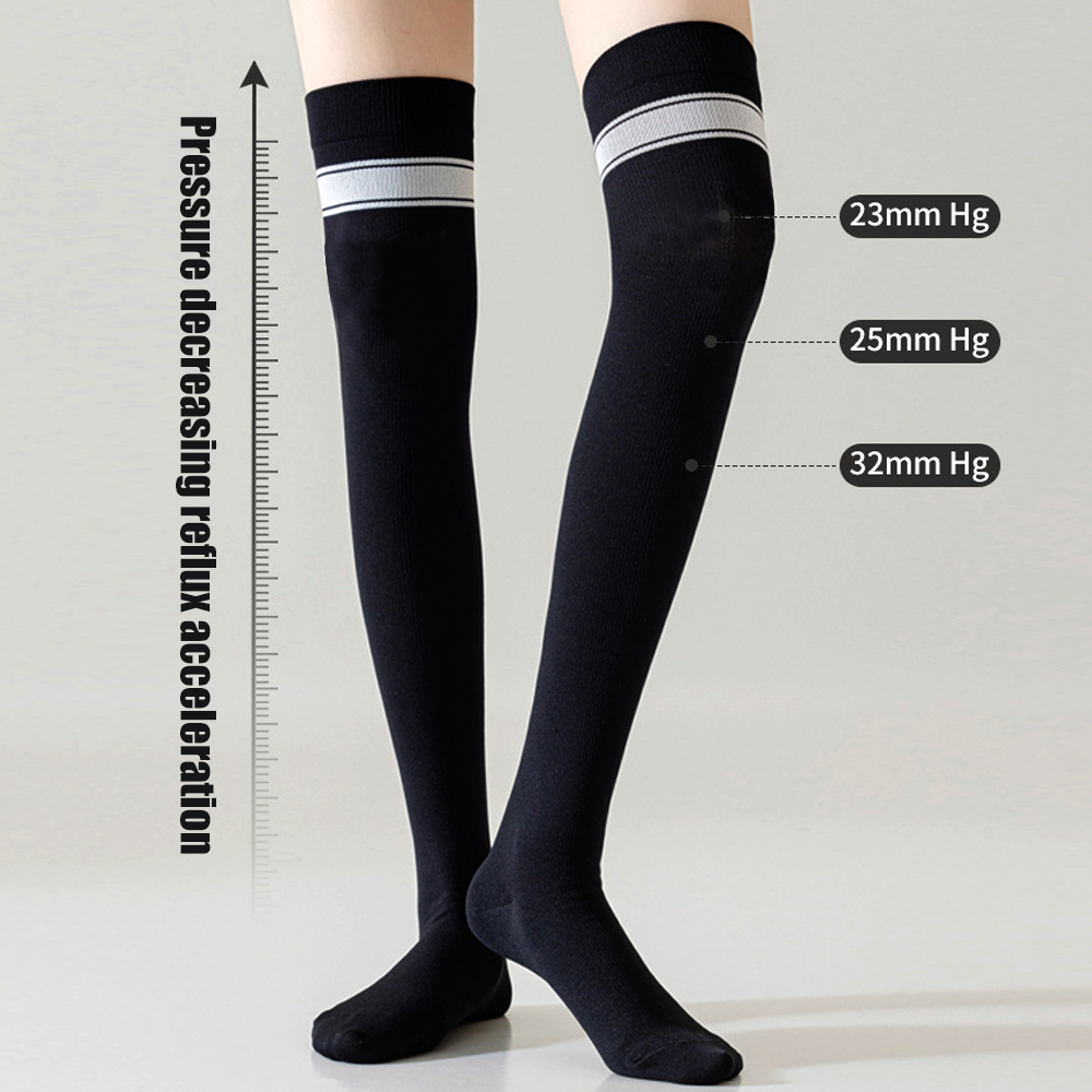 1Pair High Thigh Socks Striped - đánh giá và giá Yoga Daily Fitness